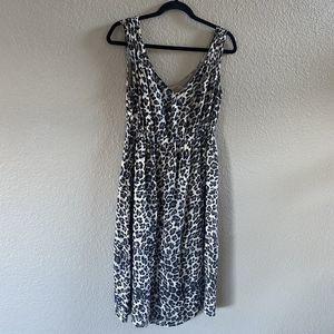 CALYPSO ST. Barth Dress Midi XS Black 100% Silk Animal Print Sleeveless